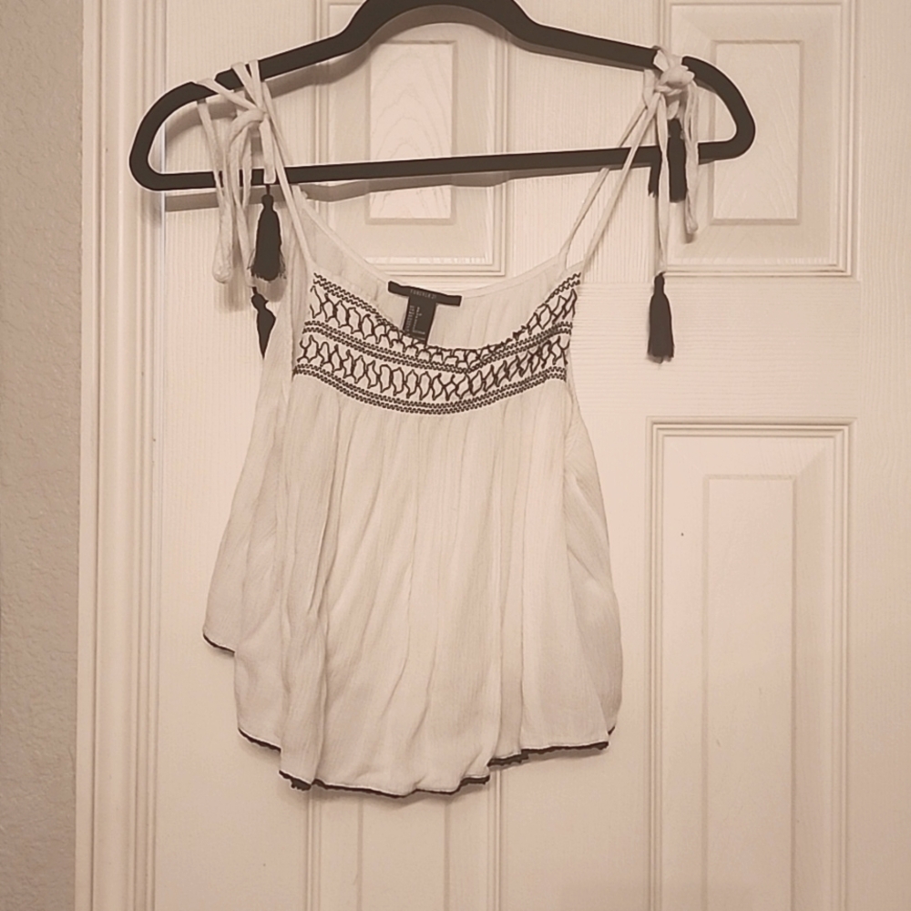 Gauze tie sleeve crop top